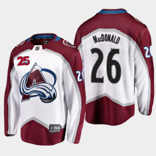 Men's Colorado Avalanche Jacob MacDonald #26 Away 2021 White Jersey