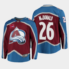 Men's Colorado Avalanche Jacob MacDonald #26 Home 2021 Burgundy Jersey