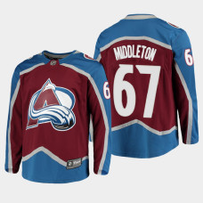 Men's Colorado Avalanche Keaton Middleton #67 Home 2021 Burgundy Jersey