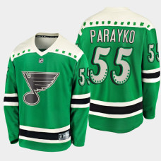 Men's St. Louis Blues Colton Parayko #55 2021 St. Patrick's Day Green Jersey