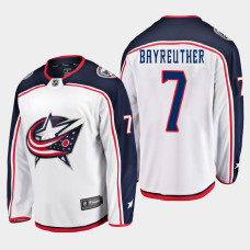 Men's Columbus Blue Jackets Gavin Bayreuther #7 Away 2021 White Jersey