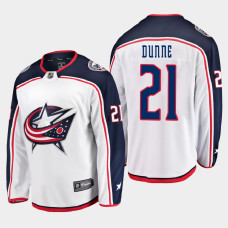 Men's Columbus Blue Jackets Josh Dunne #21 Away 2021 White Jersey