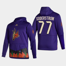 Men's Arizona Coyotes Victor Soderstrom #77 2021 Reverse Retro Authentic Pullover Special Edition Purple Hoodie