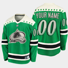 Men's Colorado Avalanche Custom #00 2021 St. Patrick's Day Green Jersey