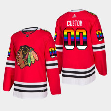 Men's Chicago Blackhawks Custom #00 2021 Pride Night LGBTQ Red Jersey