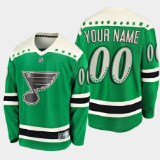 Men's St. Louis Blues Custom #00 2021 St. Patrick's Day Green Jersey