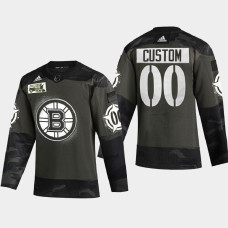 Men's Boston Bruins Custom #00 2021 Military Appreciation Night Camo Jersey