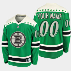 Men's Boston Bruins Custom #00 2021 St. Patrick's Day Green Jersey