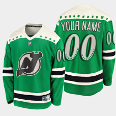 Men's New Jersey Devils Custom #00 2021 St. Patrick's Day Green Jersey