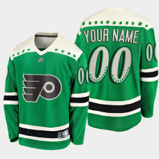 Men's Philadelphia Flyers Custom #00 2021 St. Patrick's Day Green Jersey