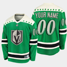 Men's Vegas Golden Knights Custom #00 St. Patrick's Day Green Jersey With 2023 Stanley Cup Patch