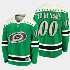 Men's Carolina Hurricanes Custom #00 2021 St. Patrick's Day Green Jersey