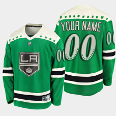 Men's Los Angeles Kings Custom #00 2021 St. Patrick's Day Green Jersey