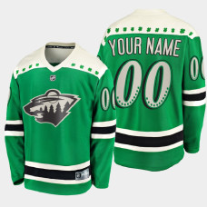 Men's Minnesota Wild Custom #00 2021 St. Patrick's Day Green Jersey