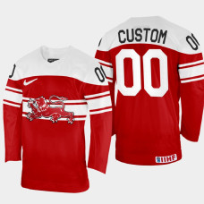 Denmark #00 Custom 2022 IIHF World Championship Red Away Jersey