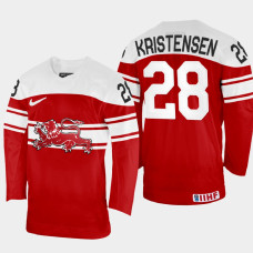 Emil Kristensen 2022 IIHF World Championship Denmark Hockey Jersey Red #28 Uniform