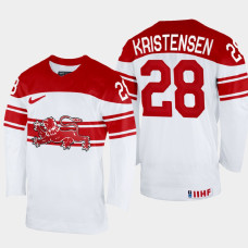 Denmark #28 Emil Kristensen 2022 IIHF World Championship White Home Jersey