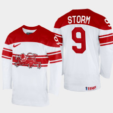 Denmark #9 Frederik Storm 2022 IIHF World Championship White Home Jersey