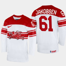 Denmark #61 Julian Jakobsen 2022 IIHF World Championship White Home Jersey