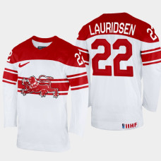 Denmark #22 Markus Lauridsen 2022 IIHF World Championship White Home Jersey