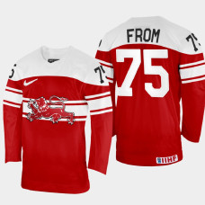 Mathias From 2022 IIHF World Championship Denmark Hockey Jersey Red #75 Uniform