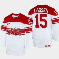 Denmark #15 Matias Lassen 2022 IIHF World Championship White Home Jersey