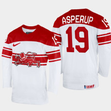 Denmark #19 Matthias Asperup 2022 IIHF World Championship White Home Jersey