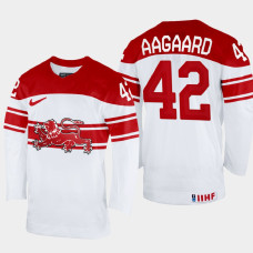 Denmark #42 Mikkel Aagaard 2022 IIHF World Championship White Home Jersey