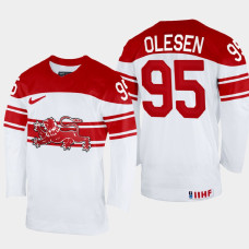 Denmark #95 Nick Olesen 2022 IIHF World Championship White Home Jersey