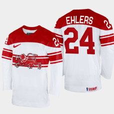 Denmark #24 Nikolaj Ehlers 2022 IIHF World Championship White Home Jersey