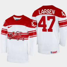 Denmark #47 Oliver Larsen 2022 IIHF World Championship White Home Jersey