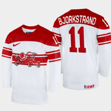 Denmark #11 Patrick Bjorkstrand 2022 IIHF World Championship White Home Jersey