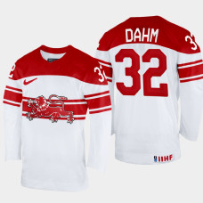 Denmark #32 Sebastian Dahm 2022 IIHF World Championship White Home Jersey