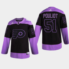 Philadelphia Flyers Derrick Pouliot 2021 Hockey Fights Cancer Night Purple Jersey