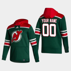 Men's New Jersey Devils Custom #00 2021 Reverse Retro Authentic Pullover Special Edition Green Hoodie