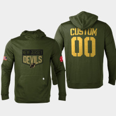 New Jersey Devils #00 Custom 2022 Salute to Service Olive Pullover Hoodie Levelwear