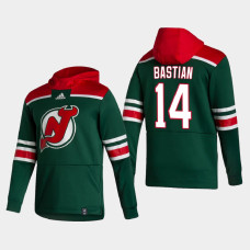 Men's New Jersey Devils Nathan Bastian #14 2021 Reverse Retro Authentic Pullover Special Edition Green Hoodie