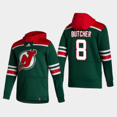 Men's New Jersey Devils Will Butcher #8 2021 Reverse Retro Authentic Pullover Special Edition Green Hoodie