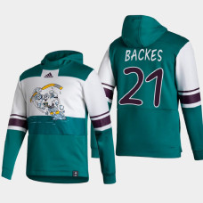 Men Anaheim Ducks David Backes #21 2021 Reverse Retro Special Edition Authentic Pullover White Hoodie