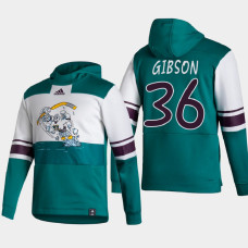 Men Anaheim Ducks John Gibson #36 2021 Reverse Retro Special Edition Authentic Pullover White Hoodie