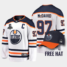 Men Edmonton Oilers Connor McDavid #97 2022 Pacific Conference Champions Away White Jersey