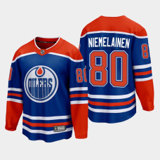 Edmonton Oilers Markus Niemelainen 2022-23 Home Royal #80 Jersey Premier