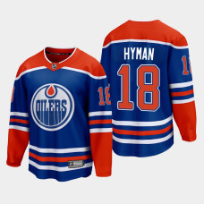 Edmonton Oilers Zach Hyman 2022-23 Home Royal #18 Jersey Premier