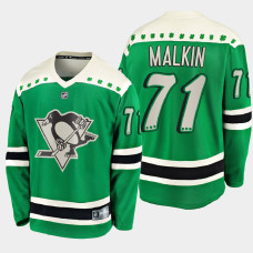 Men's Pittsburgh Penguins Evgeni Malkin #71 2021 St. Patrick's Day Green Jersey