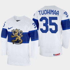 Finland #35 Frans Tuohimaa 2022 IIHF World Championship White Home Jersey