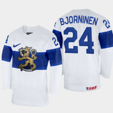 Finland #24 Hannes Bjorninen 2022 IIHF World Championship White Home Jersey