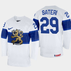 Finland #29 Harri Sateri 2022 IIHF World Championship White Home Jersey