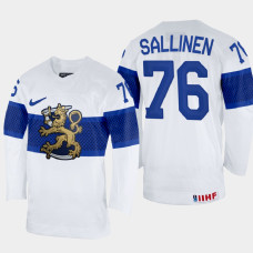 Finland #76 Jere Sallinen 2022 IIHF World Championship White Home Jersey