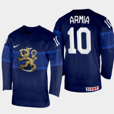 Finland #10 Joel Armia 2022 IIHF World Championship Navy Away Jersey