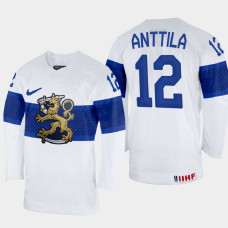 Finland #12 Marko Anttila 2022 IIHF World Championship White Home Jersey